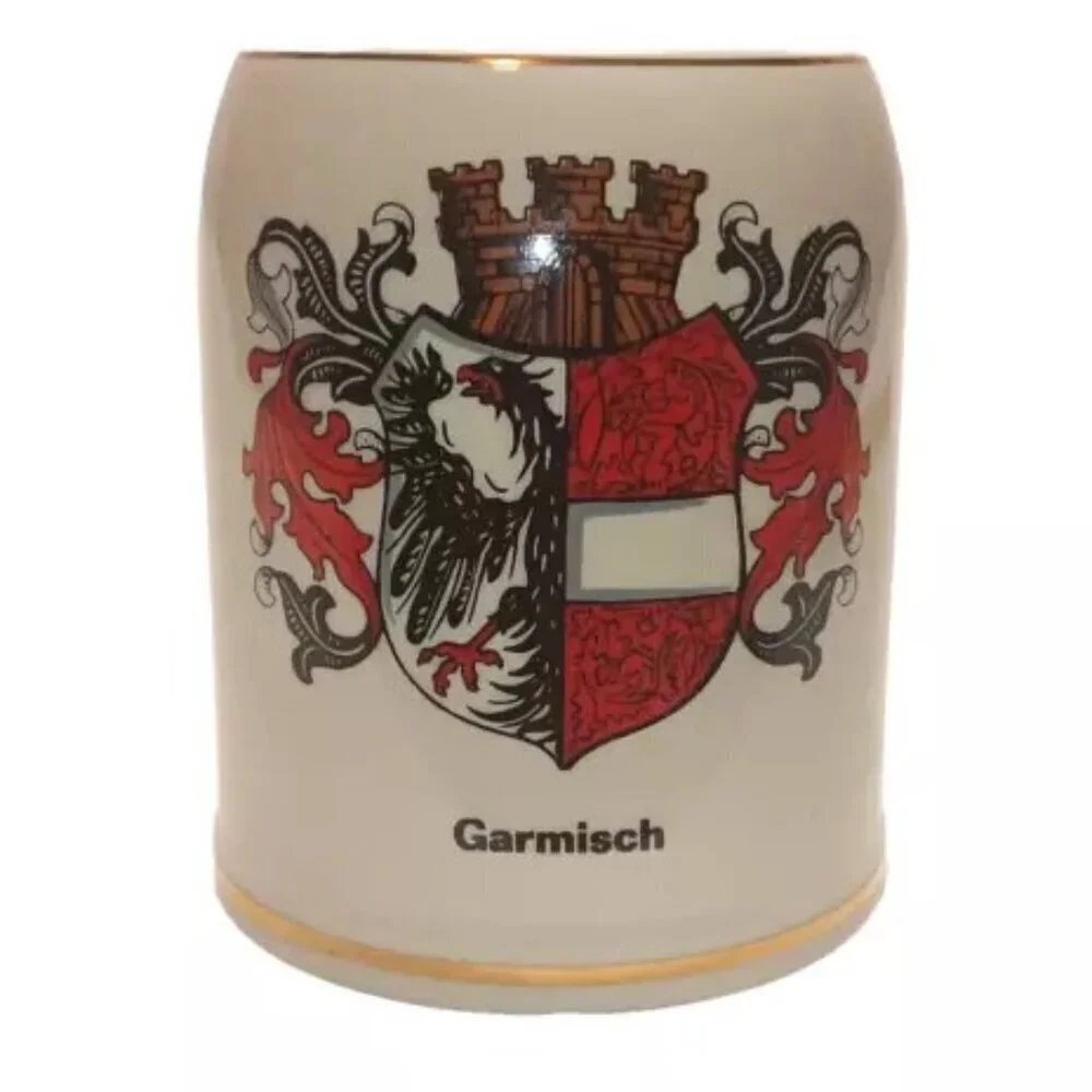 Beer Mug German Garmisch 0.5‎ Litre Porcelain Bier Stein A. Wilhelm Germany VTG